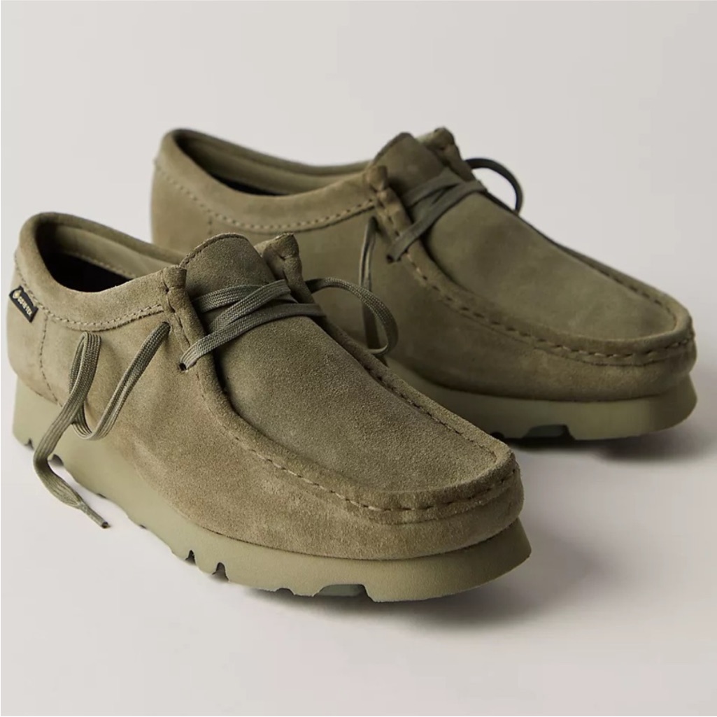 New Clarks Wallabee Gtx Gore-Tex Slip-On Moccasins In Green